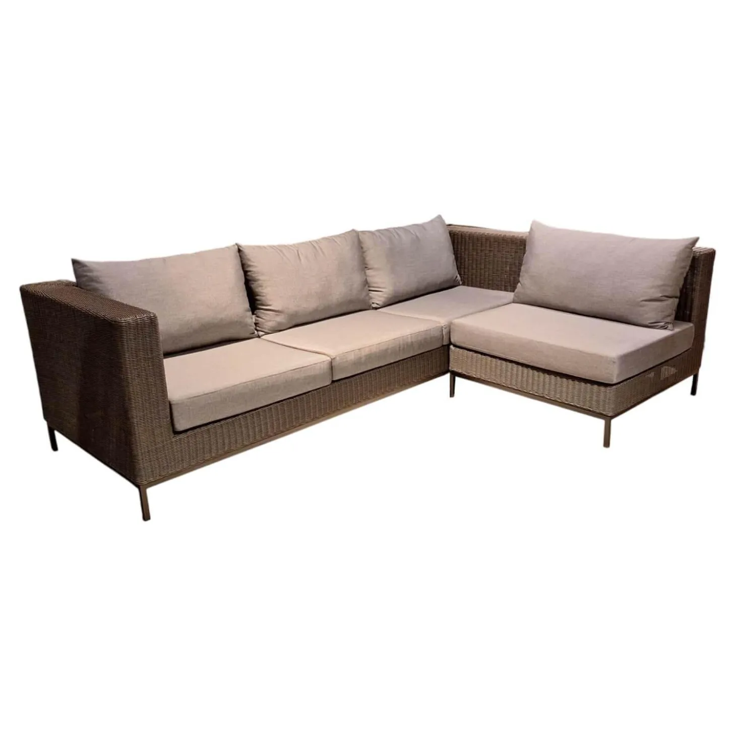 Ecksofa Fontana Outdoor Geflecht Basaltgrau Bezug Seidengrau Gestell Aluminium