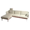 Ecksofa Frame Stoff Danio Sand Creme Flachstahlfuß Chrom Glänzend Mit Klappbaren Armlehnen