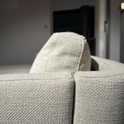 Ecksofa Frame Stoff Danio Sand Creme Flachstahlfuß Chrom Glänzend Mit Klappbaren Armlehnen