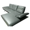 Ecksofa Francis Leder C Classic Pepper Grau Metallkufe Nickel