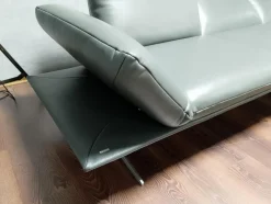 Ecksofa Francis Leder C Classic Pepper Grau Metallkufe Nickel