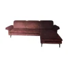 Ecksofa Garbo Stoff VZP Bordeaux Rot Metallkufe Schwarz Matt Mit Manuelle Kopfteilverstellung