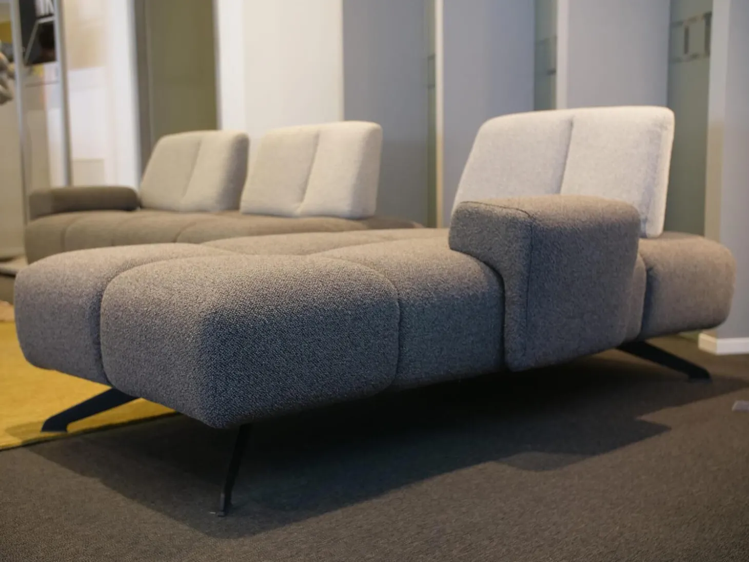 Ecksofa Garnitur WK 515 Joker Stoff Cosmo Anthrazit Light Mit 360 Grad Verstellbarer Rückenkissen