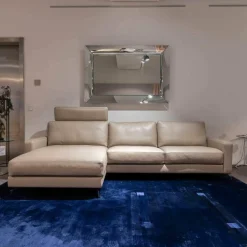 Ecksofa Ginerva Longchair Dickleder 4/80 105 Greige Kiowa Mit Motorischer Relaxfunktion