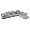 Ecksofa Grand 3 Stoff 240 Corsaro Stone Melange Beige Füße Aluminium Poliert Inklusive Längliches Tablett Tray