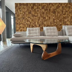 Ecksofa Grand 3 Stoff 240 Corsaro Stone Melange Beige Füße Aluminium Poliert Inklusive Längliches Tablett Tray