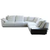 Ecksofa Grand Suite Stoff Tonga 7615 Off White Weiß Abschlusselement Leder Saddle Coffee