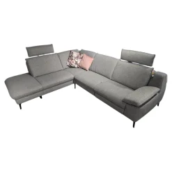 Ecksofa Horas Stoff Soul Silver Grau Fuß Metall Schwarz Mit Klappbarer Armlehne Und Relaxfunktion Rechts