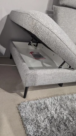 Ecksofa Horas Stoff Soul Silver Grau Fuß Metall Schwarz Mit Klappbarer Armlehne Und Relaxfunktion Rechts