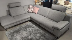 Ecksofa Horas Stoff Soul Silver Grau Fuß Metall Schwarz Mit Klappbarer Armlehne Und Relaxfunktion Rechts