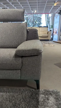 Ecksofa Horas Stoff Soul Silver Grau Fuß Metall Schwarz Mit Klappbarer Armlehne Und Relaxfunktion Rechts