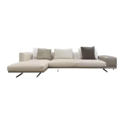 Ecksofa Horizon Stoff Nebraska 18 Beige Leder Sienna 5005 Beige Füße Metall Inklusive Kissen