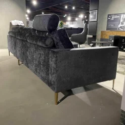Ecksofa Indigo Stoff 23093 Mit 3 Lederkissen Und Kopfstütze