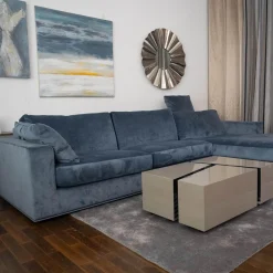 Ecksofa Inspiration Aktionsstoff Leno BW 1746-151 Blau Grau