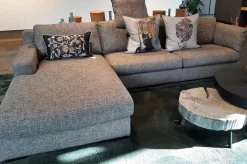 Ecksofa Inspiration Stoff Duke Grau mit Verstellbarer Rückenlehne und Kopfstütze