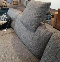 Ecksofa Inspiration Stoff Duke Grau mit Verstellbarer Rückenlehne und Kopfstütze