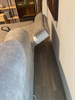 Ecksofa Jacksonville Stoff Yelda Taupe Beige Füße Massivholz Geölt