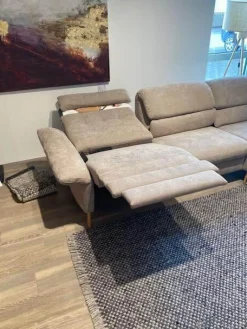 Ecksofa Jacksonville Stoff Yelda Taupe Beige Füße Massivholz Geölt