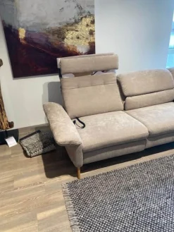Ecksofa Jacksonville Stoff Yelda Taupe Beige Füße Massivholz Geölt