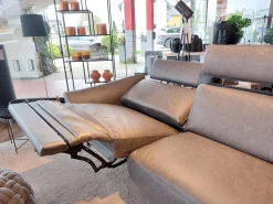 Ecksofa Justus Leder Retro Grey Grau Metallfuß Schwarz