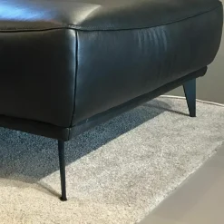 Ecksofa Justus Leder WL Black Schwarz mit motorischer Relaxfunktion