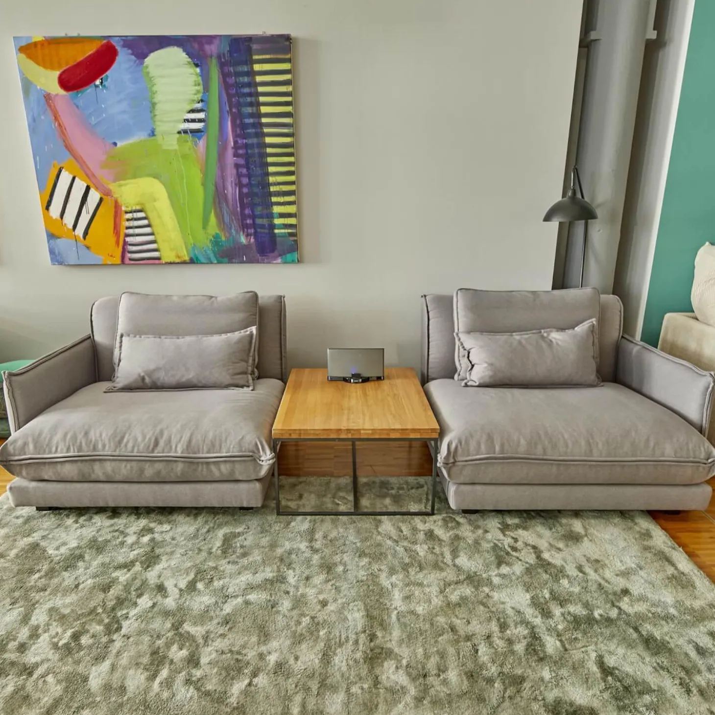 Ecksofa Keala Stoff A Fiesta 17 Concrete Fuß Holz Dunkelbraun