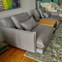 Ecksofa Keala Stoff A Fiesta 17 Concrete Fuß Holz Dunkelbraun