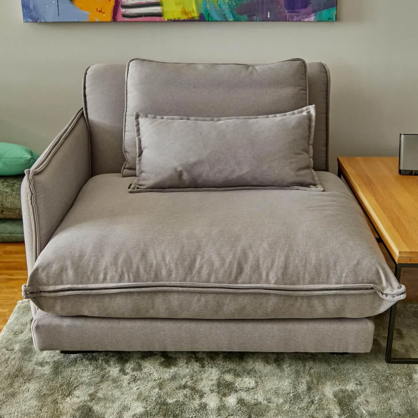 Ecksofa Keala Stoff A Fiesta 17 Concrete Fuß Holz Dunkelbraun