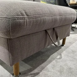 Ecksofa Larus Stoff Fabiola Desert Grau Creme Gestell Stahl Füße Holz Lackiert Inklusive Elektrischer Liegefunktion 2 Kopfstützen Und 2 Kissen
