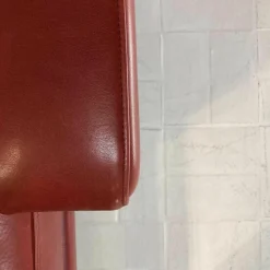 Ecksofa Leder Rot 1/96 Füße Chrom mit 2 Armlehnkissen