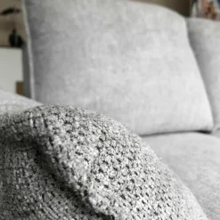 Ecksofa Lenny Stoff Famous Silver Grau Füße Chrom Glänzend