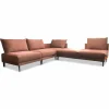 Ecksofa Linn Stoff Divine 61 Pink Fuß Metall Schwarz mit 4 Kissen