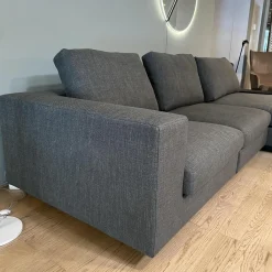 Ecksofa Living Landscape 755 Stoff Lucia 7680 Moonlight Grau Sockel Buche Schwarz Mit Side Table Massivholz Eiche