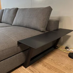 Ecksofa Living Landscape 755 Stoff Lucia 7680 Moonlight Grau Sockel Buche Schwarz Mit Side Table Massivholz Eiche