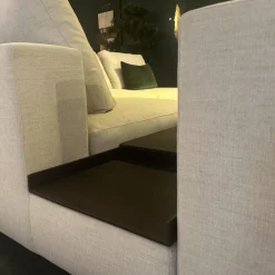 Ecksofa Living Landscape Stoff Garbo 7737 Pearl 25 Beige Sockel Buche Schwarz Lackiert