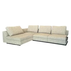 Ecksofa Living Landscape 755 Stoff Sorel 7871 Smoke Quartz Grau Beige Sockel Buche Schwarz Lackiert Mit Tischelement