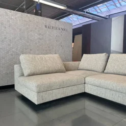 Ecksofa Living Landscape 755 Stoff Sorel 7871 Smoke Quartz Grau Beige Sockel Buche Schwarz Lackiert Mit Tischelement