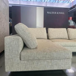 Ecksofa Living Landscape 755 Stoff Sorel 7871 Smoke Quartz Grau Beige Sockel Buche Schwarz Lackiert Mit Tischelement
