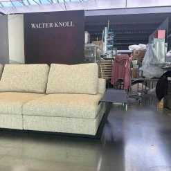 Ecksofa Living Landscape 755 Stoff Sorel 7871 Smoke Quartz Grau Beige Sockel Buche Schwarz Lackiert Mit Tischelement