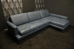 Ecksofa Living Leder Maya 7314 Sky Blau Fuß Tivoli Titan
