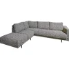 Ecksofa Long Island Stoff Cooper BW1779 151 Grau Blau Füße Holz Dunkelbraun