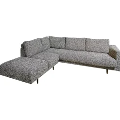 Ecksofa Long Island Stoff Cooper BW1779 151 Grau Blau Füße Holz Dunkelbraun