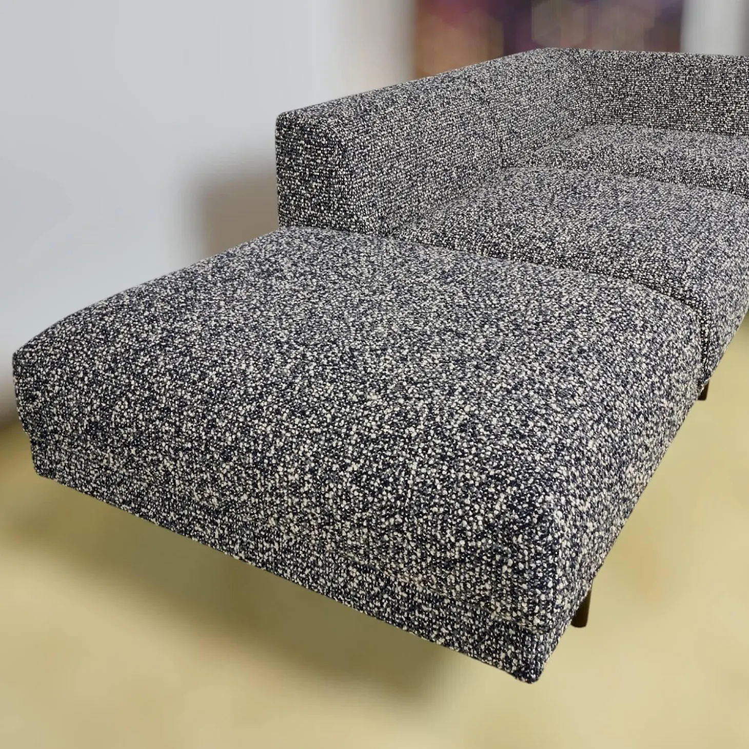 Ecksofa Long Island Stoff Cooper BW1779 151 Grau Blau Füße Holz Dunkelbraun