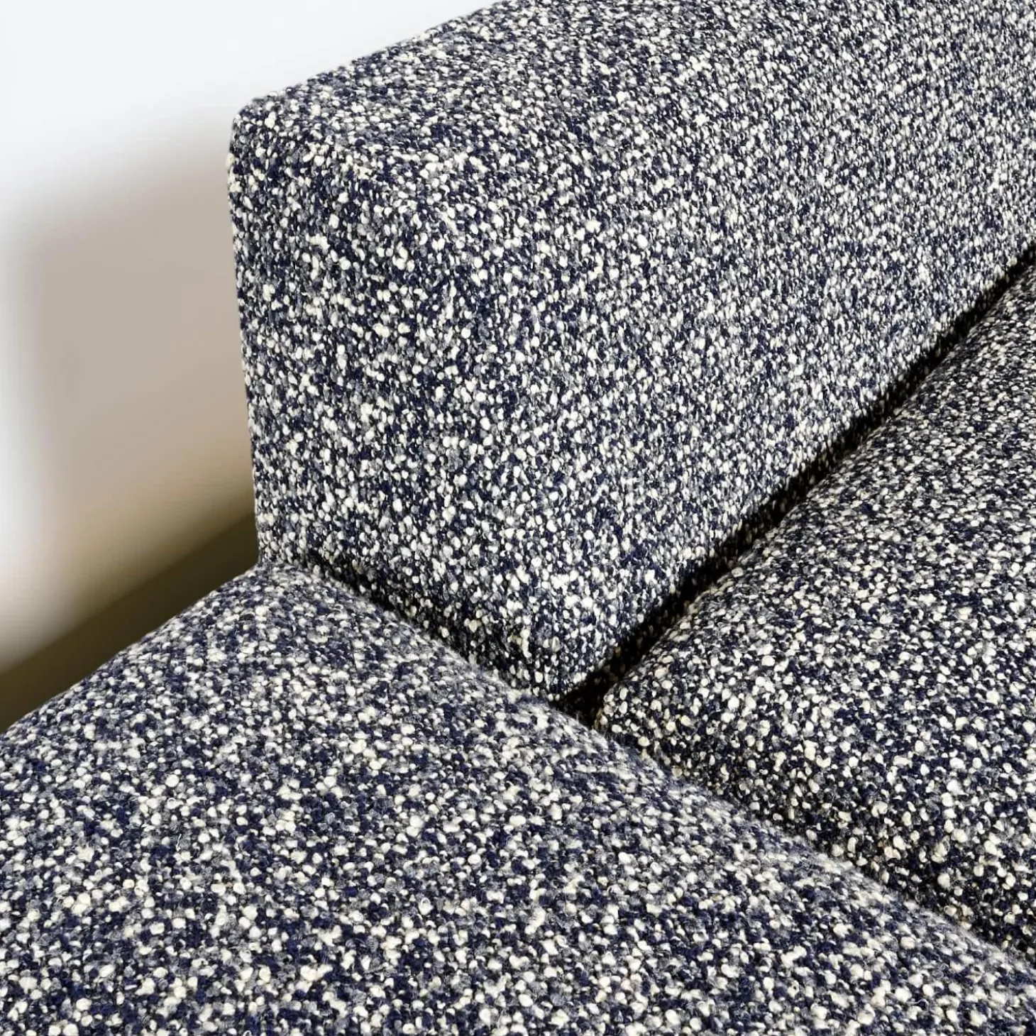 Ecksofa Long Island Stoff Cooper BW1779 151 Grau Blau Füße Holz Dunkelbraun