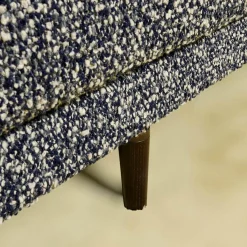 Ecksofa Long Island Stoff Cooper BW1779 151 Grau Blau Füße Holz Dunkelbraun