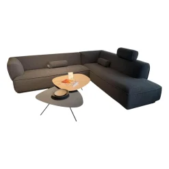 Ecksofa Loya Stoff Bouclé 33618 Robou 18 Steel Grau Inklusive Kopfstütze Und Armrollenkissen