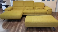 Ecksofa LS 404420 Stoff Calido Curry Gelb Füße Metall Schwarz mit Hocker
