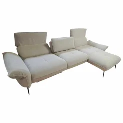 Ecksofa LS24 Hunte Stoff Space Nature Beige Füße Metall Schwarz