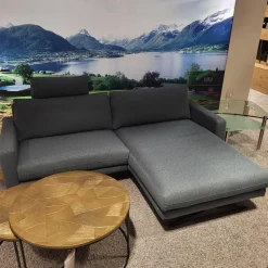 Ecksofa LS23 Insas Stoff SK70 Blue Blau Metallkufe Schwarz Pulverbeschichtet