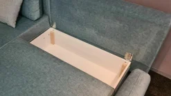 Ecksofa LS24 Stoff 2-7059 Blau mit Bettkasten und 2 Kissen